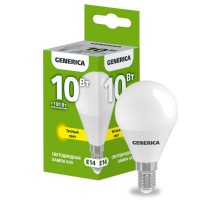 Лампа светодиодная G45 шар 10Вт 230В 3000К E14   LL-G45-10-230-30-E14-G  GENERICA