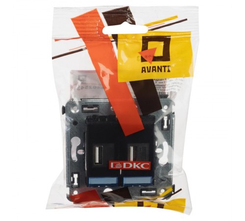 USB зарядное устройство в стену, "Avanti", "Черный квадрат"  4402543  DKC