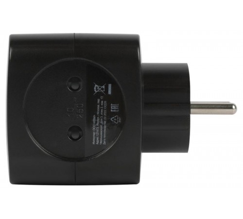 Разветвитель электрический ЭРА SP-2-USB-B на 2 розетки + 2xUSB 2400mA, без заземл 10А (черный)   Б0049535  ЭРА