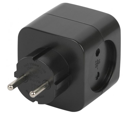 Разветвитель электрический ЭРА SP-2-USB-B на 2 розетки + 2xUSB 2400mA, без заземл 10А (черный)   Б0049535  ЭРА