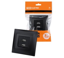 Розетка 2USB порт 2,1А 5В графит "Лама"  SQ1815-0641  TDM