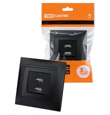 Розетка 2USB порт 2,1А 5В графит "Лама"  SQ1815-0641  TDM