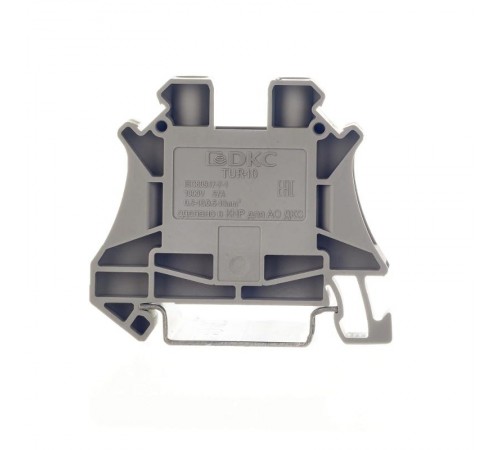 Клемма проходная, винтовой зажим, 2 точки подключения, 10 кв.мм, серая  TUR-10  DKC