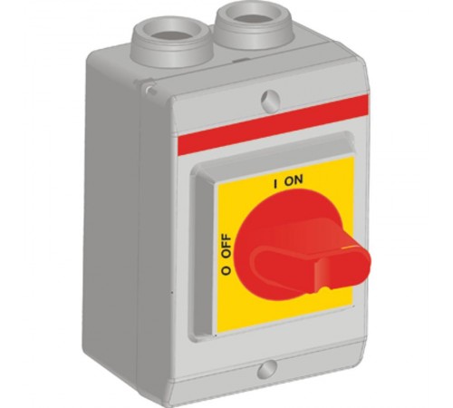 Рубильник в боксе OTP16KA3M1 до 16А 3х-полюсный, красно-желтая р учка, резьба 4xM20  1SCA022401R0330  ABB