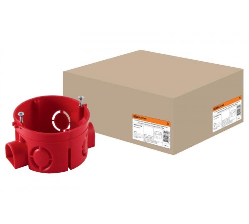 Коробка установочная 68х42 стыковочные узлы, красная с саморезами  SQ1402-1116  TDM