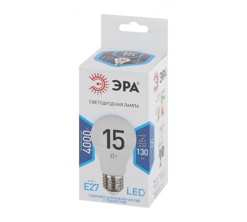 Лампа светодиодная LED 15Вт Е27 4000К СТАНДАРТ smd A60-15W-840-E27  Б0033183  ЭРА
