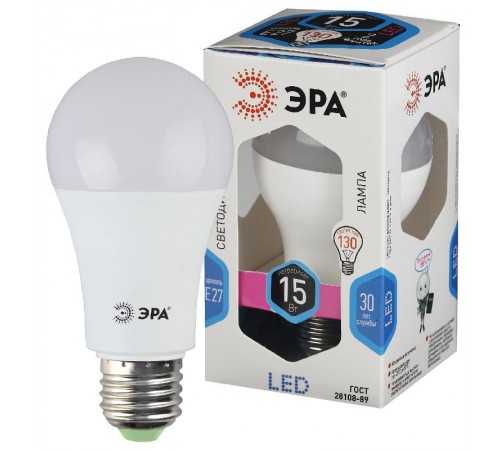 Лампа светодиодная LED 15Вт Е27 4000К СТАНДАРТ smd A60-15W-840-E27  Б0033183  ЭРА