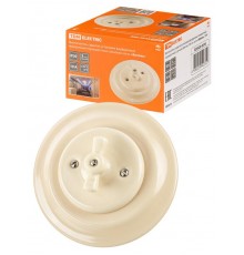 Выключатель скрытой установки фарфоровый поворотный с ручкой (бантик) 10А сл. кость "Болонь"  SQ1820-0320  TDM