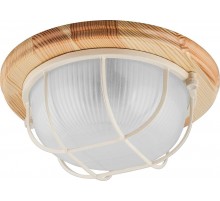 Светильник накладной пылевлагозащищенный под лампу НБО 03-60-012 220V 60Вт Е27 IP54 дерево, клен, круг, с решеткой  11570  FERON