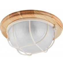 Светильник накладной пылевлагозащищенный под лампу НБО 03-60-012 220V 60Вт Е27 IP54 дерево, клен, круг, с решеткой  11570  FERON