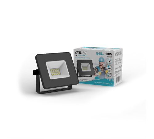 Прожектор светодиодный Elementary 10W 845lm 4000К 200-240V IP65 черный LED 1/20  613100210  Gauss