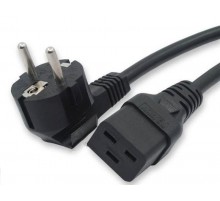 Кабель питания PWC-IEC19-SHM-1.8-BK (Schuko+C19) (3x1.5), 16A, угловая вилка, 1.8м, цвет черный  43798  Hyperline