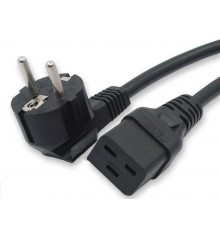 Кабель питания PWC-IEC19-SHM-1.8-BK (Schuko+C19) (3x1.5), 16A, угловая вилка, 1.8м, цвет черный  43798  Hyperline