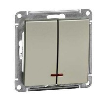 W59 Шампань Выключатель 2-клавишный с подсветкой 10АХ  VS510-251-4-86  SE