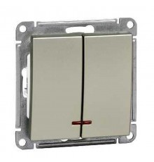 W59 Шампань Выключатель 2-клавишный с подсветкой 10АХ  VS510-251-4-86  SE