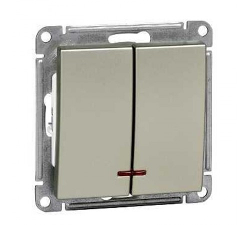 W59 Шампань Выключатель 2-клавишный с подсветкой 10АХ  VS510-251-4-86  SE