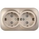 GLORY Розетка 2-местная с з/к/ш о/у 16А РСш22-3-ХШм шампань матовый  ERH24-K37M-16  IEK