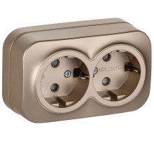 GLORY Розетка 2-местная с з/к/ш о/у 16А РСш22-3-ХШм шампань матовый  ERH24-K37M-16  IEK
