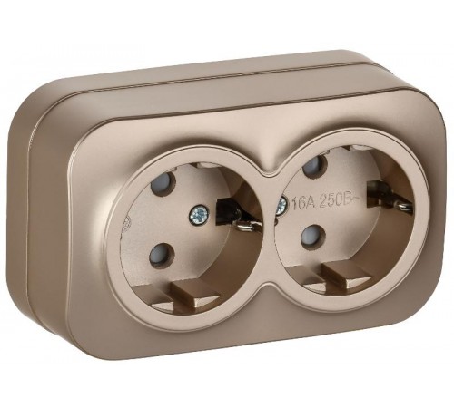 GLORY Розетка 2-местная с з/к/ш о/у 16А РСш22-3-ХШм шампань матовый  ERH24-K37M-16  IEK
