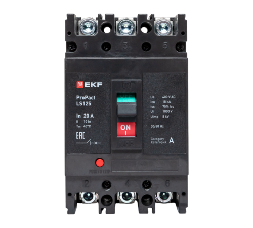 Выключатель автоматический LS125 18кА 3P 20А ProPact  mccb-125-18-3-20-ls  EKF