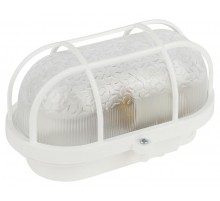 Светильник пылевлагозащищенный под лампу для ЖКХ НБП 01-60-002 с решеткой Евро пластик/стекло IP53 E27 max 60Вт 184х115х90 овал белый  Б0052015  ЭРА