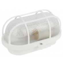 Светильник пылевлагозащищенный под лампу для ЖКХ НБП 01-60-002 с решеткой Евро пластик/стекло IP53 E27 max 60Вт 184х115х90 овал белый  Б0052015  ЭРА