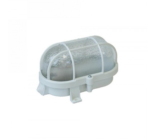 Светильник пылевлагозащищенный под лампу для ЖКХ НБП 01-60-002 с решеткой Евро пластик/стекло IP53 E27 max 60Вт 184х115х90 овал белый  Б0052015  ЭРА