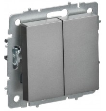 BRITE Выключатель 2-клавишный перекрестный 10А ВС10-2-3-БрС сталь  BR-V23-0-10-K46  IEK