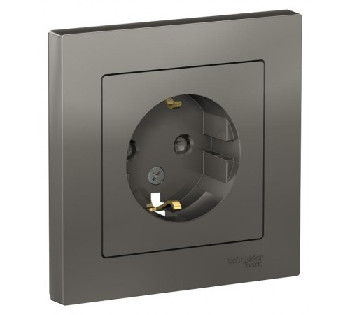 AtlasDesign Сталь Розетка с заземлением со шторками, 16А, (в сборе с рамкой)  ATN000944  SE