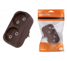 Блок на 2 гнезда 2П б/з плоский 6А 250B "Эко" (бук)   SQ1806-0078  TDM