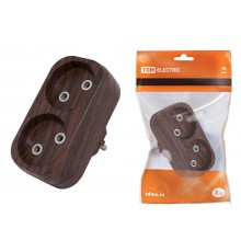 Блок на 2 гнезда 2П б/з плоский 6А 250B "Эко" (бук)   SQ1806-0078  TDM