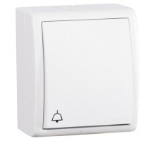 Simon 15 Белый Выключатель 1-кл кнопочный с символом "звонок" с подсветкой, IP54, 10А 250В, винт. зажим  1594160-030  Simon