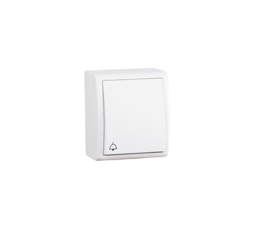 Simon 15 Белый Выключатель 1-кл кнопочный с символом "звонок" с подсветкой, IP54, 10А 250В, винт. зажим  1594160-030  Simon