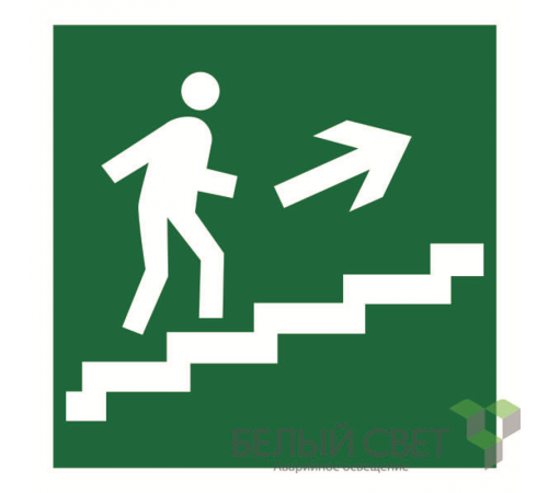 Знак безопасности BL-2020B.E15"Напр. к эвакуац. выходу по лестн. вверх (прав.)"  a21288  Белый свет