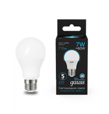Лампа светодиодная A60 7W 710lm 6500K E27 LED 1/10/50  102502307  Gauss