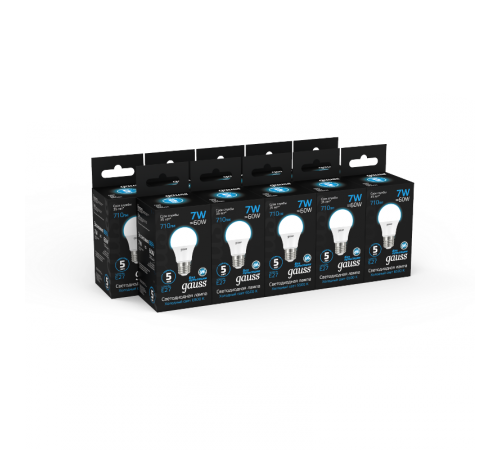 Лампа светодиодная A60 7W 710lm 6500K E27 LED 1/10/50  102502307  Gauss