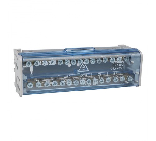 Шина "N" нулевая на DIN-рейку в корпусе-2х15групп  143227  КЭАЗ