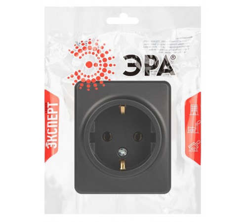 Розетка ЭРА Эксперт 11-2203-05 2P+E Schuko IP20 16A-250В ОУ Антрацит  Б0063008  ЭРА