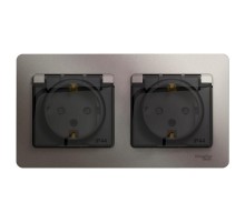 Glossa Платина Розетка 2-ая с з/к, со шторками (в сборе), IP44  GSL001247  SE