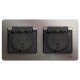 Glossa Платина Розетка 2-ая с з/к, со шторками (в сборе), IP44  GSL001247  SE