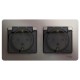 Glossa Платина Розетка 2-ая с з/к, со шторками (в сборе), IP44  GSL001247  SE
