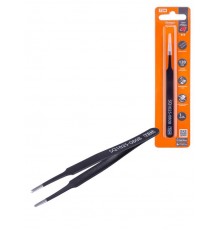 Пинцет прямой 120 мм, плоское жало 3 мм, нерж., антистатич. покр., блистер, "Рубин"  SQ1025-0808  TDM