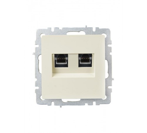 BRITE Розетка компьютерная 2-ая RJ45 кат.6 РК11-2-БрКр бежевый  BR-K20-2-K10  IEK