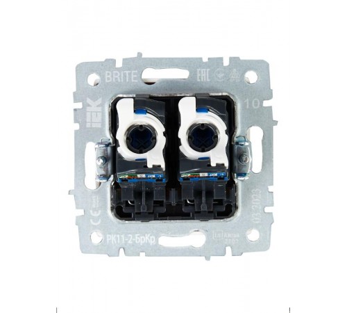 BRITE Розетка компьютерная 2-ая RJ45 кат.6 РК11-2-БрКр бежевый  BR-K20-2-K10  IEK