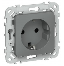 FLITE Розетка с заземлением со шторками 16А РСш11-0-ФлМА мокрый асфальт  FI-R14-16-K80  IEK