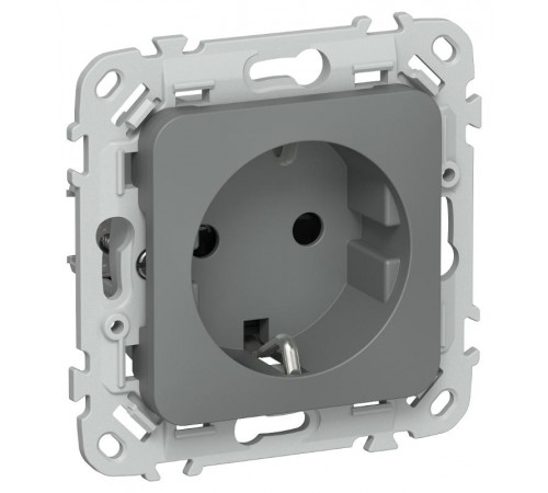 FLITE Розетка с заземлением со шторками 16А РСш11-0-ФлМА мокрый асфальт  FI-R14-16-K80  IEK