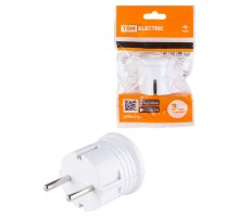 Вилка с/з круглая белая 10А 250В  SQ1806-0199  TDM