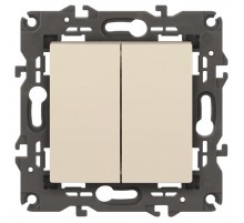14-1106-02 Переключатель двойной, 10АХ-250В, IP20, Эра Elegance, сл.кость  Б0034244  ЭРА