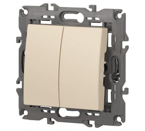 14-1106-02 Переключатель двойной, 10АХ-250В, IP20, Эра Elegance, сл.кость  Б0034244  ЭРА