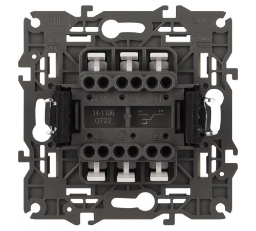 14-1106-02 Переключатель двойной, 10АХ-250В, IP20, Эра Elegance, сл.кость  Б0034244  ЭРА